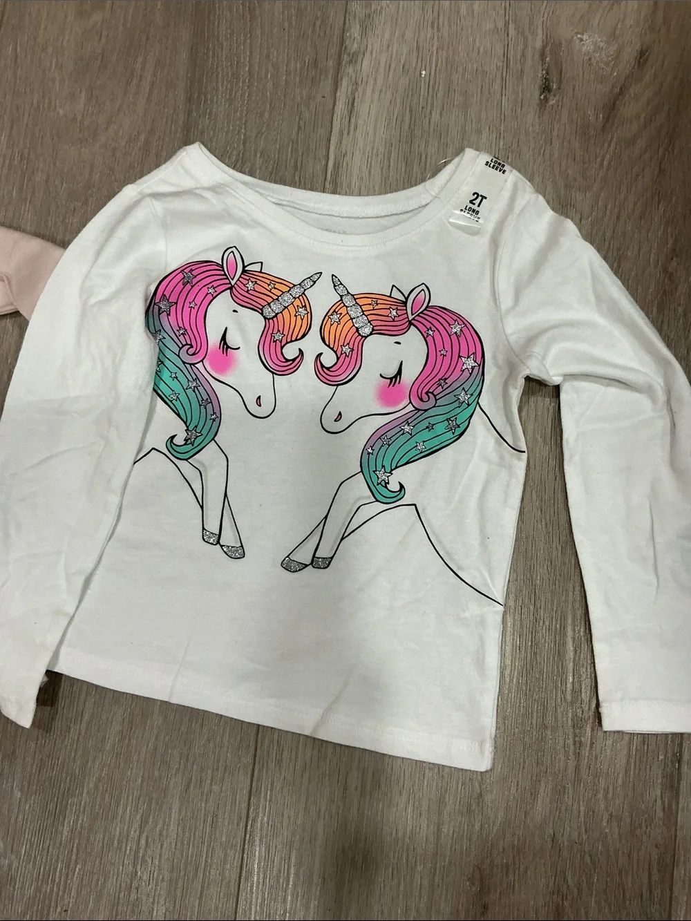 Kids Unicorn Graphic Long-Sleeve Top and Pink Sister Slogan Tee - Unbranded